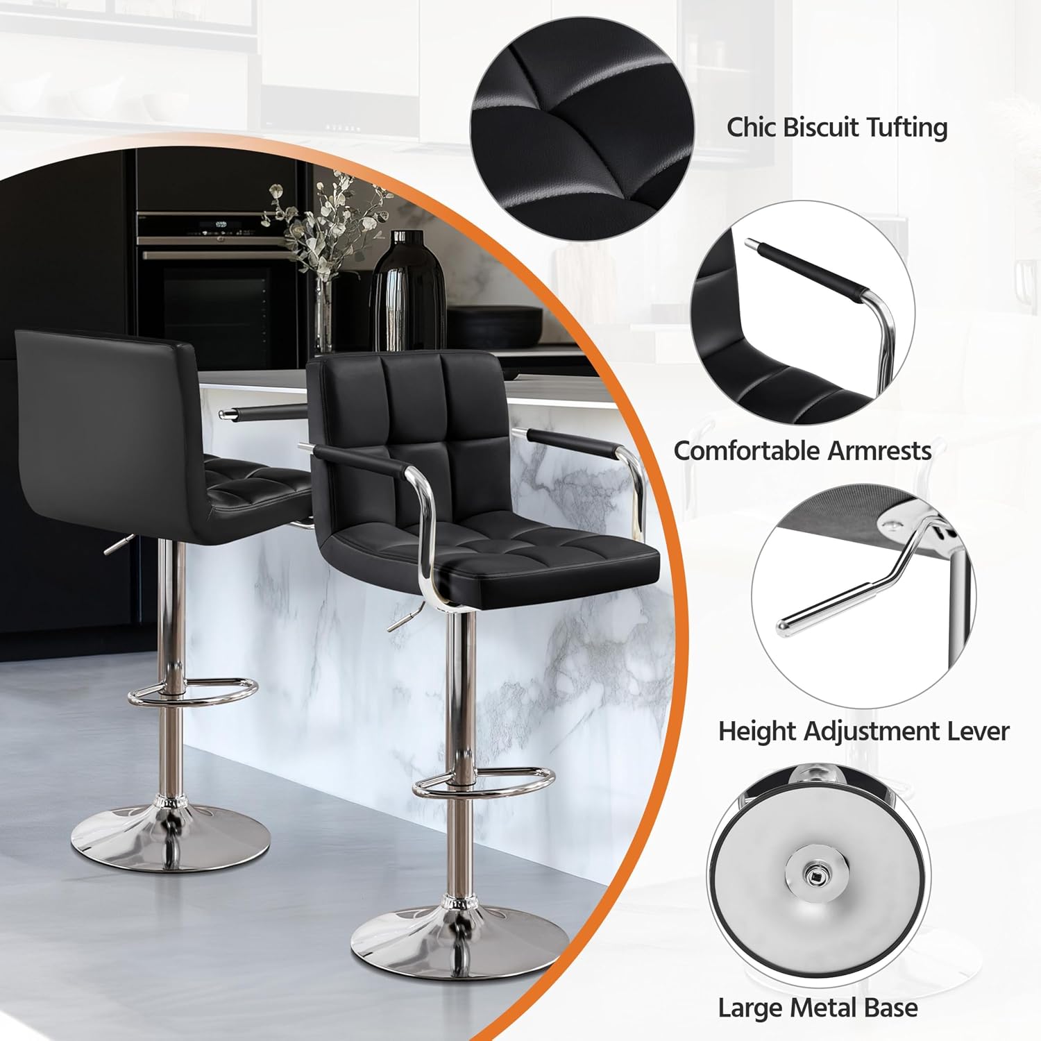 Bar Stools Set Of 2, PU Leathe - Commercial Kitchen Island review and price